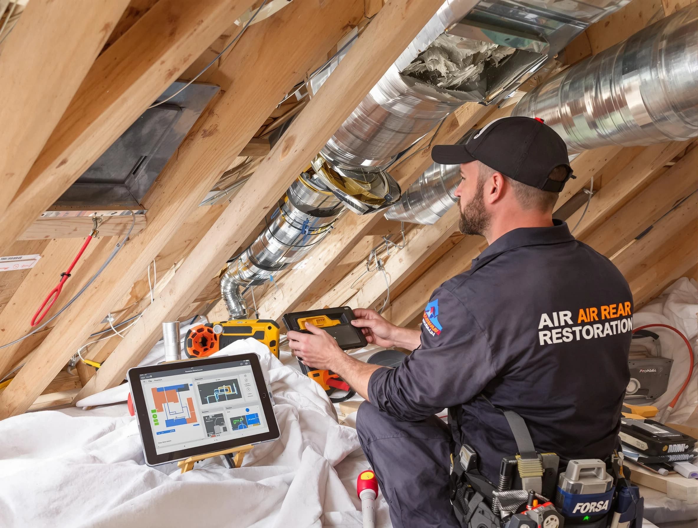 Surprise Air Duct Cleaning technician performing precise duct repair work in Surprise