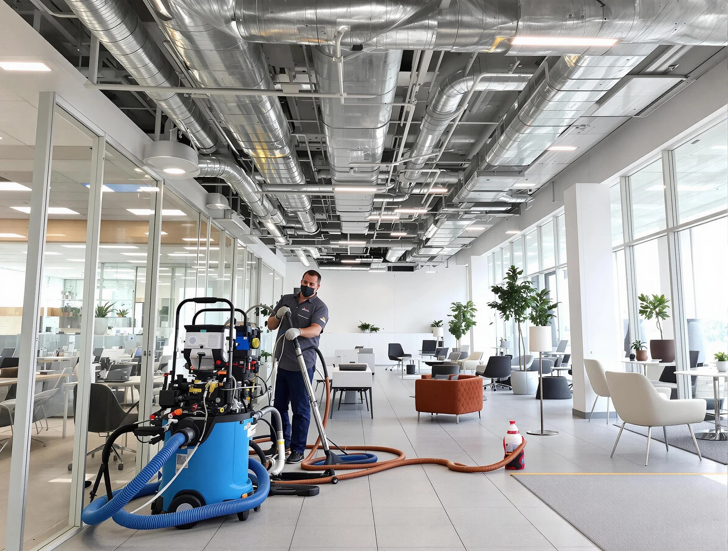 Surprise Air Duct Cleaning team conducting comprehensive commercial duct cleaning at a business location in Surprise