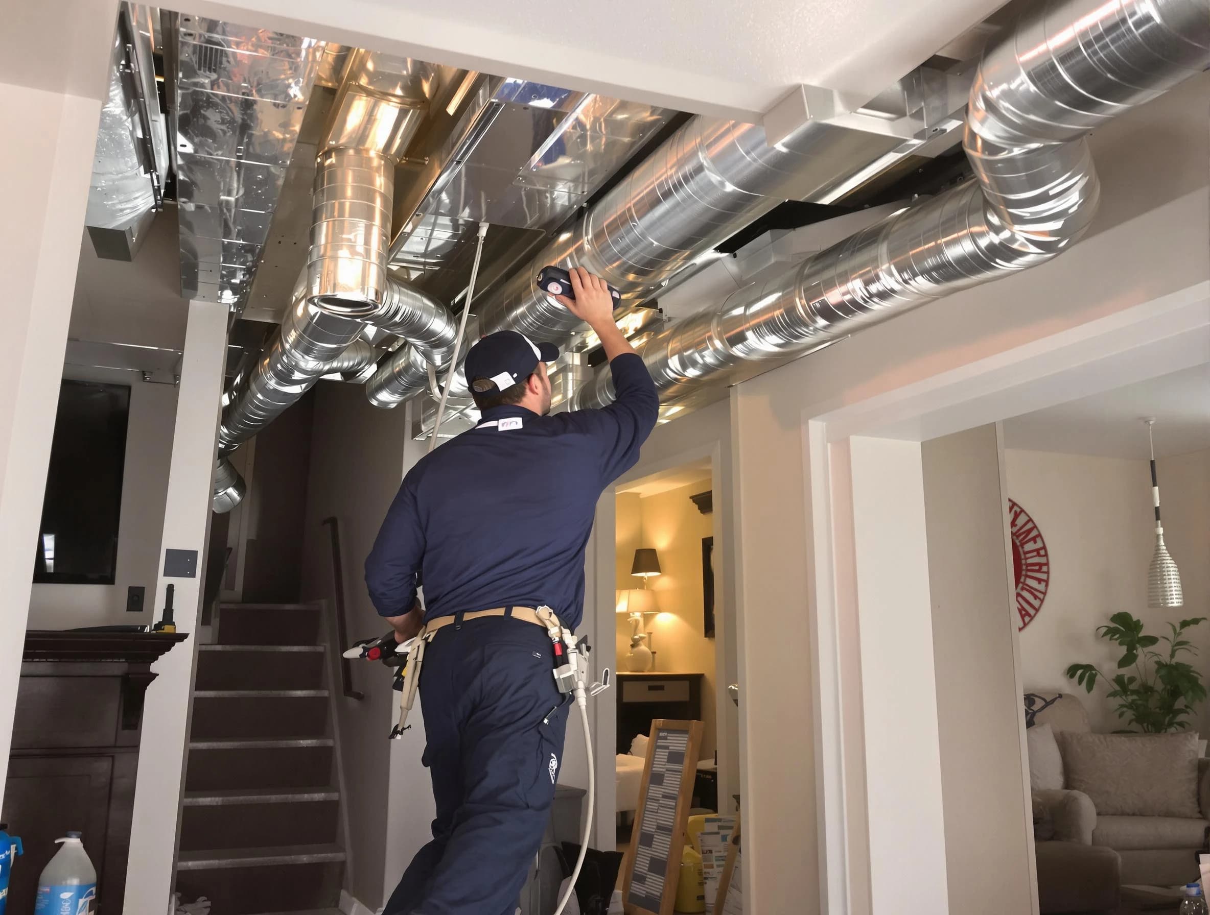 Surprise Air Duct Cleaning expert performing specialized duct cleaning in a mobile home in Surprise